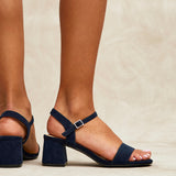 Darcie Navy Faux Suede Heeled Sandals