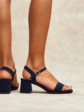 Darcie Navy Faux Suede Heeled Sandals