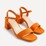 Darcie Orange Faux Suede Heeled Sandals