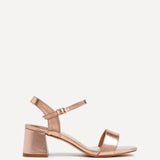 Darcie Rose Gold Faux Leather Heeled Sandals