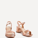 Darcie Rose Gold Faux Leather Heeled Sandals