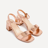 Darcie Rose Gold Faux Leather Heeled Sandals