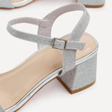 Darcie Silver Glitter Heeled Sandals