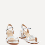 Darcie Silver Faux Leather Heeled Sandals