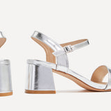 Darcie Silver Faux Leather Heeled Sandals