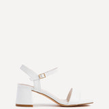 Darcie White Faux Leather Heeled Sandals