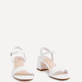 Darcie White Faux Leather Heeled Sandals