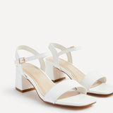 Darcie White Faux Leather Heeled Sandals