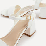 Darcie White Faux Leather Heeled Sandals