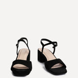 Darlene Black Faux Suede Low Heeled Sandals