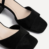 Darlene Black Faux Suede Low Heeled Sandals