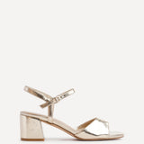 Darlene Gold Faux Leather Low Heeled Sandals