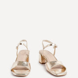 Darlene Gold Faux Leather Low Heeled Sandals
