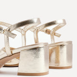 Darlene Gold Faux Leather Low Heeled Sandals