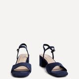 Darlene Navy Faux Suede Low Heeled Sandals