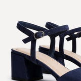 Darlene Navy Faux Suede Low Heeled Sandals