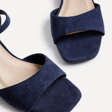 Darlene Navy Faux Suede Low Heeled Sandals