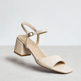 Darlene Nude Faux Leather Low Heeled Sandals