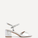 Darlene Silver Faux Leather Low Heeled Sandals
