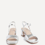 Darlene Silver Faux Leather Low Heeled Sandals