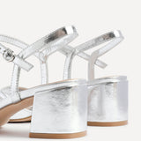 Darlene Silver Faux Leather Low Heeled Sandals