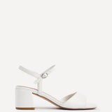 Darlene White Faux Leather Low Heeled Sandals