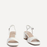 Darlene White Faux Leather Low Heeled Sandals