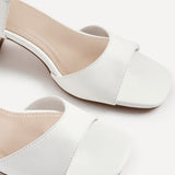 Darlene White Faux Leather Low Heeled Sandals
