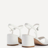 Darlene White Faux Leather Low Heeled Sandals