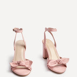 Darling Dusky Pink Leather Bow Detail Heels