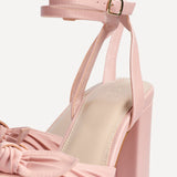 Darling Dusky Pink Leather Bow Detail Heels