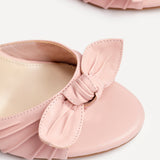 Darling Dusky Pink Leather Bow Detail Heels