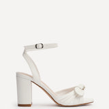 Darling White Faux Leather Bow Detail Heels