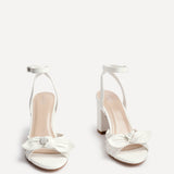 Darling White Faux Leather Bow Detail Heels