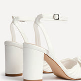 Darling White Faux Leather Bow Detail Heels