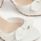 Darling White Faux Leather Bow Detail Heels
