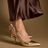 Dash Gold Faux Leather Court Heels