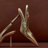 Dash Gold Faux Leather Court Heels