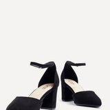 Davina Wide Fit Black Faux Suede Court Heels