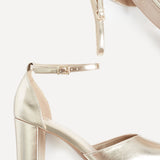 Davina Wide Fit Gold Faux Leather Court Heels