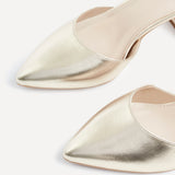 Davina Wide Fit Gold Faux Leather Court Heels