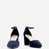 Davina Wide Fit Navy Faux Suede Court Heels