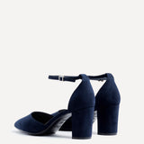 Davina Wide Fit Navy Faux Suede Court Heels