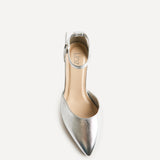 Davina Wide Fit Silver Faux Leather Court Heels
