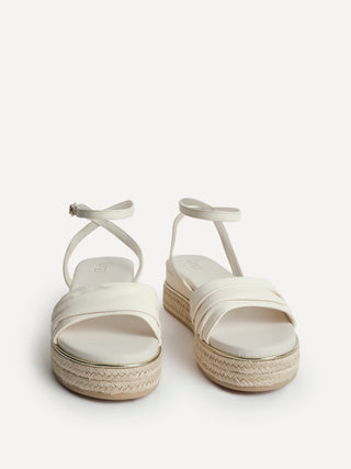 Dazed Ivory Faux Leather Flatform Sandals