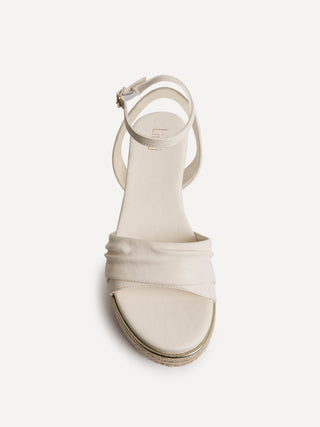 Dazed Ivory Faux Leather Flatform Sandals