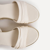 Dazed Ivory Faux Leather Flatform Sandals
