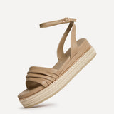 Dazed Mocha Faux Leather Flatform Sandals