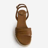 Dazed Tan Faux Leather Flatform Sandals
