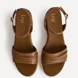 Dazed Tan Faux Leather Flatform Sandals